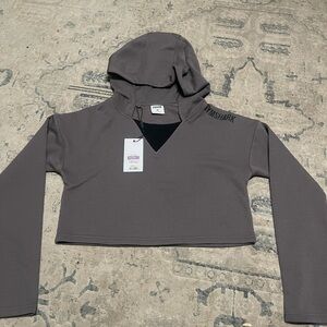 Gymshark Women's Charcoal Cropped Hoodie